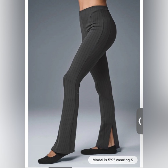 ALO Yoga Black Ribbed Flare Pants - Picture 5 of 6